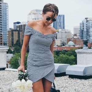 Aqua gingham dress, tags still on
